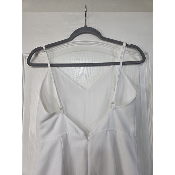 Avec Les Filles White Fitted Wide Leg V-Neck Cropped One-Piece Jumpsuit, Size 2 - Picture 11 of 16